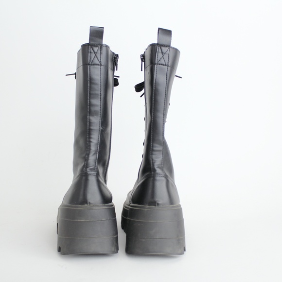 Chunky Platform Boots Goth Industrial Rave Club Kid Vegan Faux Leather Shoes 8 - Picture 8 of 11
